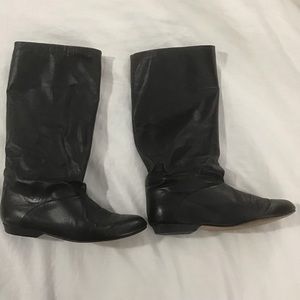 Cobbie Black Leather Low Heeled Boots Vintage, Size 10.5